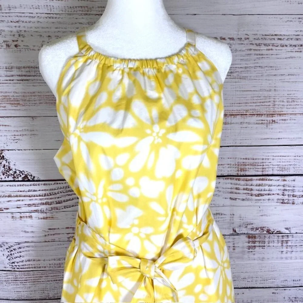 Banana Republic Women’s Sleeveless Dress MEDIUM yellow/wht Party Wedding Casual - Picture 4 of 14